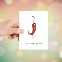 1 pieza Tarjeta de felicitación de "Feliz Cumpleaños" con sobre con diseño creativo de pimiento picante