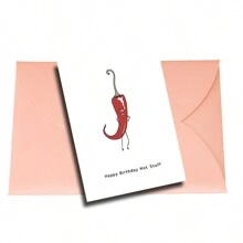 1 pieza Tarjeta de felicitación de "Feliz Cumpleaños" con sobre con diseño creativo de pimiento picante