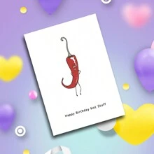 1 pieza Tarjeta de felicitación de "Feliz Cumpleaños" con sobre con diseño creativo de pimiento picante