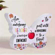 1入蝴蝶形狀教師禮物，“優秀的老師不易尋覓”節日/生日/職場/辦公室/客廳/臥室/書房/家庭桌面裝飾 - 彩色 - 查看 8