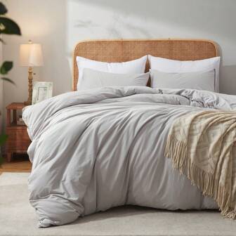 BedTreat White Duvet Cover Set Queen Size-100% Washed Cotton Linen Feel Textured Comforter Cover Set-3 Pieces- Super Soft And Breathable Bedding Set For All Seasons,Easy Care(No Comforter)