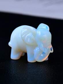 Exquisite Natural Crystal Carved Elephant, Unique Design, Healing Crystal, Gemstone With Contained Energy, Energy Healing Meditation Stone, Perfect For Home Decor And Gift, Portable, Also Ideal For Holiday Gifts, From CUPIDCRYSTAL Brand. - Crystal (3.5cm/1.38in) - View 11