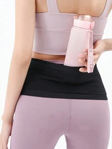 Multifunctional Running Belt With Phone Pocket, Elastic Waistband With Anti-Slip Design, Breathable And Invisible, Suitable For Fitness And Outdoor Activities - Black - View 3