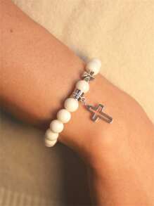 2pcs Cross Matching Bracelets For Bf And Gf 2 3 Best Friend Friendship Bracelets For Women Men Couple Glass Beads Pendant Sideways Bangles