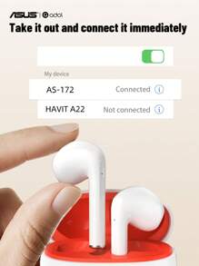 ASUS Asus 172 In-Ear Wireless Headphones With Charging Bay New High Sound Quality Ultra Long Life Use Music Games