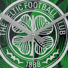 Celtic FC Metal Geometric Wall Clock (Green/White) - Green - View 2