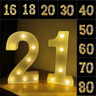 1set Birthday Theme Number Atmosphere Lamp (16/18/20/21/30 Yrs), Alphabet & Number Atmosphere Lamp (2024/2025/HAPPY, Etc), Adult Party Number Atmosphere Lamp,Christmas