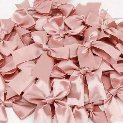 25/50 件，缎带蝴蝶结工艺蝴蝶结粉色白色小花礼物领带婚礼装饰蝴蝶结DIY生日派对烘焙装饰情人节