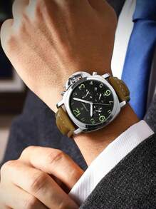 Luxury Sports Watch For Man Waterproof Luminous Date Chronograph Men Watch Leather Quartz Men's Watches Clock As A Gift For Students Returning To School