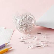100pcs Colorful Tacks For Pinning Drawings On Cork Boards In Kindergarten, Transparent Head Tacks - Multicolor - View 4
