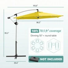 SUNBURY 10Ft Outdoor Patio Umbrella Patio Offset Umbrella Yard Umbrellas With 360 Degree Rotation Cantilever Sun Shade For Backyard, Lawn, Deck - 黃綠色 - 查看 5