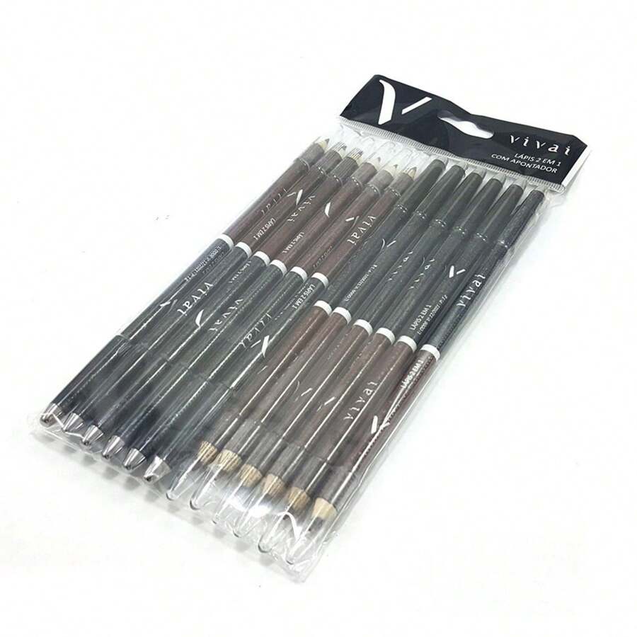 Kit 12 Lápis Preto e Marrom 2em1 Vivai 2010.1.4 - Bronze - Visão 1
