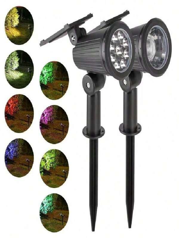 1pc Solar Spot Lights,9 LEDs IP65 Waterproof Garden Decorative 2-In-1 Led Landscape Spotlight,3 Lighting Modes Outdoor Lamps, For Garden Yard Driveway Walkway Halloween Christmas Thanksgiving Gift