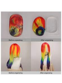 Parrucca lunga e dritta per Ognissanti, parrucca sintetica per donne e uomini, parrucca multicolore per cosplay, parrucca da anime per costumi di Ognissanti e feste di Natale