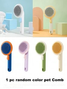 1pc Random Color Pet Comb, Grooming Tool For Pets, Comfortable Massager For Cats And Dogs, Pet Cleaning Product - Multicolor - View 2