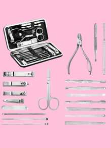 19 Pieces Multifunction Stainless Steel Manicure And Pedicure Set - Black - View 4