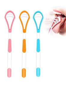 1 件雙面矽膠舌頭清潔器、便攜式旅行舌頭刮刀、手持刮刀適合成人和兒童