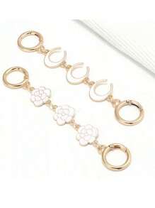 Three Bag Extension Chain Set, Heart Pendant And Flower Bag Chain Are Suitable For Handbags, Wallets, Shoulder Bags And Chest Bags. The Replacement Accessory Comes With A Flower Pendant, Suitable For Various DIY Bag Making. - White - View 1