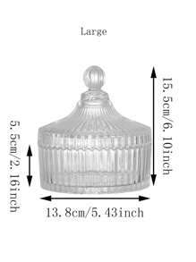 1pc Transparent Glass Storage Jar With Lid For Jewelry, Candle Holder, Gift, Storage Container Back To School,Room Decor - Clear - View 10