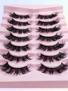 Sibeuna 7 Pairs New Moist False Eyelashes, Suitable For Cartoon, Anime, Cosplay And Various Makeup Styles, Soft & Natural, Faux Mink Material, Fashion & Versatile - 尖尾漫畫款 - 查看 7