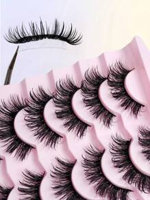Sibeuna 7 Pairs New Moist False Eyelashes, Suitable For Cartoon, Anime, Cosplay And Various Makeup Styles, Soft & Natural, Faux Mink Material, Fashion & Versatile - 尖尾漫畫款 - 查看 5