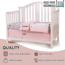 Sweet Baba Giraffe Pink Crib Bedding Set For Baby Girl, 3 PCS Baby Nursery Set Including Quilt/Crib Skirt/Crib Sheet Love Valentine