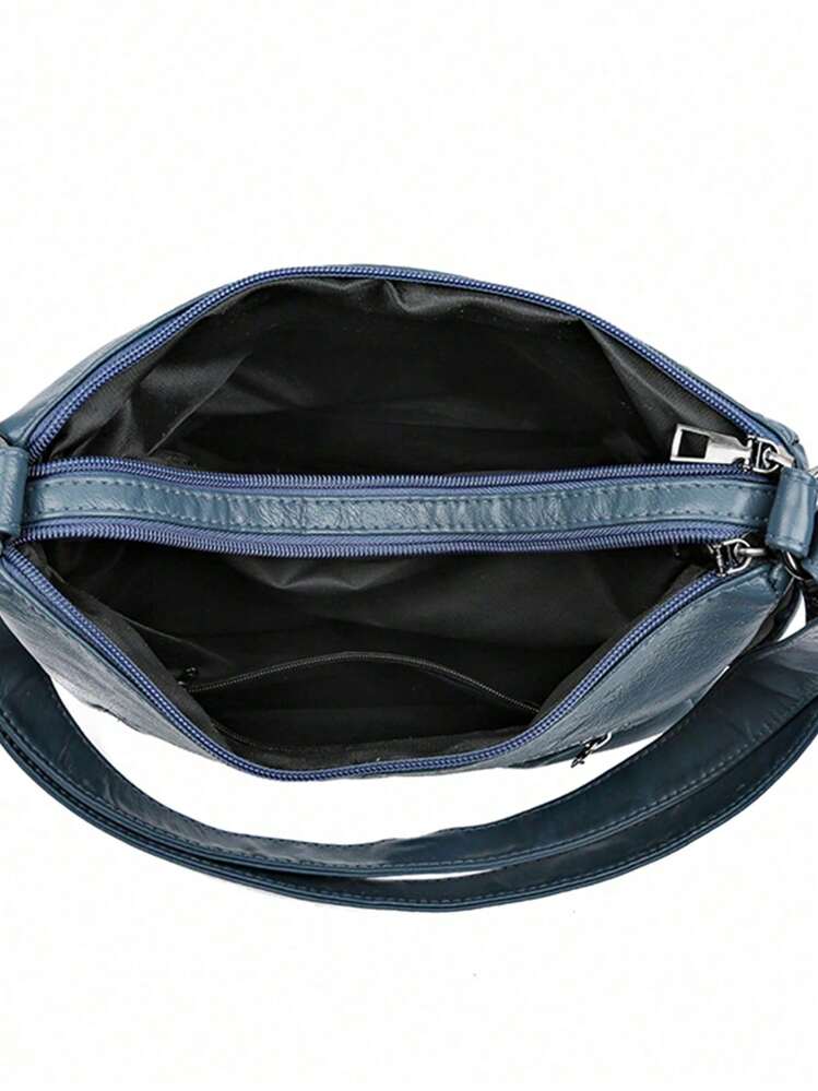 Bolso impermeable cruzado de mujer con accesorios pequeños de piel sintética con remaches y anilla de hierro, estilo retro para regalar a mamá - Azul - Añade 2