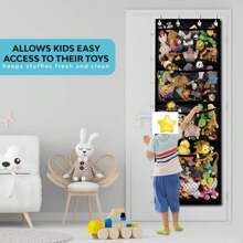Door Hanging Storage Plush Doll Storage Bag, Toy Organizer, Multi-Layer Clothes Storage Hanging Bag With Pockets,Over-The-Door Hanging Storage Organizer With Large Pockets, Convenient Plush Animal Storage Cabinet,Multi-Layer Clothes Storage Hanging Bag With Pockets,Space-Saving Solution For Bedroom, Bathroom, Pantry, Nursery - Black - View 1
