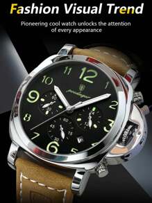 Luxury Sports Watch For Man Waterproof Luminous Date Chronograph Men Watch Leather Quartz Men's Watches Clock As A Gift For Students Returning To School