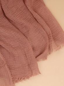 1pc Women's Plain Color Pleated Basic Classic Solid Color Hijab Headscarf - Coral Pink - View 5