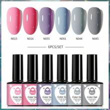 XEIJAYI XEIJAYI 6Pcs 7.3Ml Nail Gel Polish Set UV LED Soak Off Gel Polish: Get Creative With Colorful Mousse Gel Nail Polish For Home Salon Nail Art DIY For