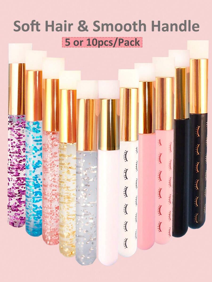 5pcs/10Pcs Eyelash Extension Cleaning Brush Nose Blackhead Washing Microbrush Eyebrow Lashes Wash Shampoo Foam Clean Brush