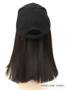 10 Inches Synthetic Straight Hair Extensions With Black Baseball Cap Wig For Woman Girls Heat-Resisting Fiber Casual Daily - Black-brown - View 6