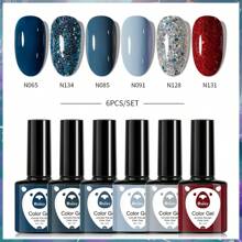 XEIJAYI XEIJAYI 6Pcs 7.3Ml Nail Gel Polish Set UV LED Soak Off Gel Polish: Get Creative With Colorful Mousse Gel Nail Polish For Home Salon Nail Art DIY For