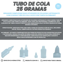 Tubo De Cola Branca Escolar 25 Gramas Com Tampa Vazio - 5und - Branco - Visão 2