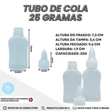 Tubo De Cola Branca Escolar 25 Gramas Com Tampa Vazio - 5und - Branco - Visão 3