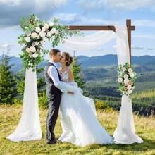Wedding Arch -7.48FT Square Wooden Wedding Arch For Ceremony, Wooden Arbor Backdrop Stand For Proposal Wedding Party Scene, Birthday Party, Bridal Shower, Garden, Outdoor, Rustic Decorations - màu nâu - Xem 2