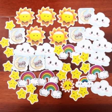 Trăng Sao Đám Mây Thời Tiết Miếng Dán Nhỏ Cho Giáo Dục Sớm, Phần Thưởng Cho Giáo Viên, Tạp Chí, Album, Album Ảnh Và DIY Trang Trí - Màu xám đen - Xem 2