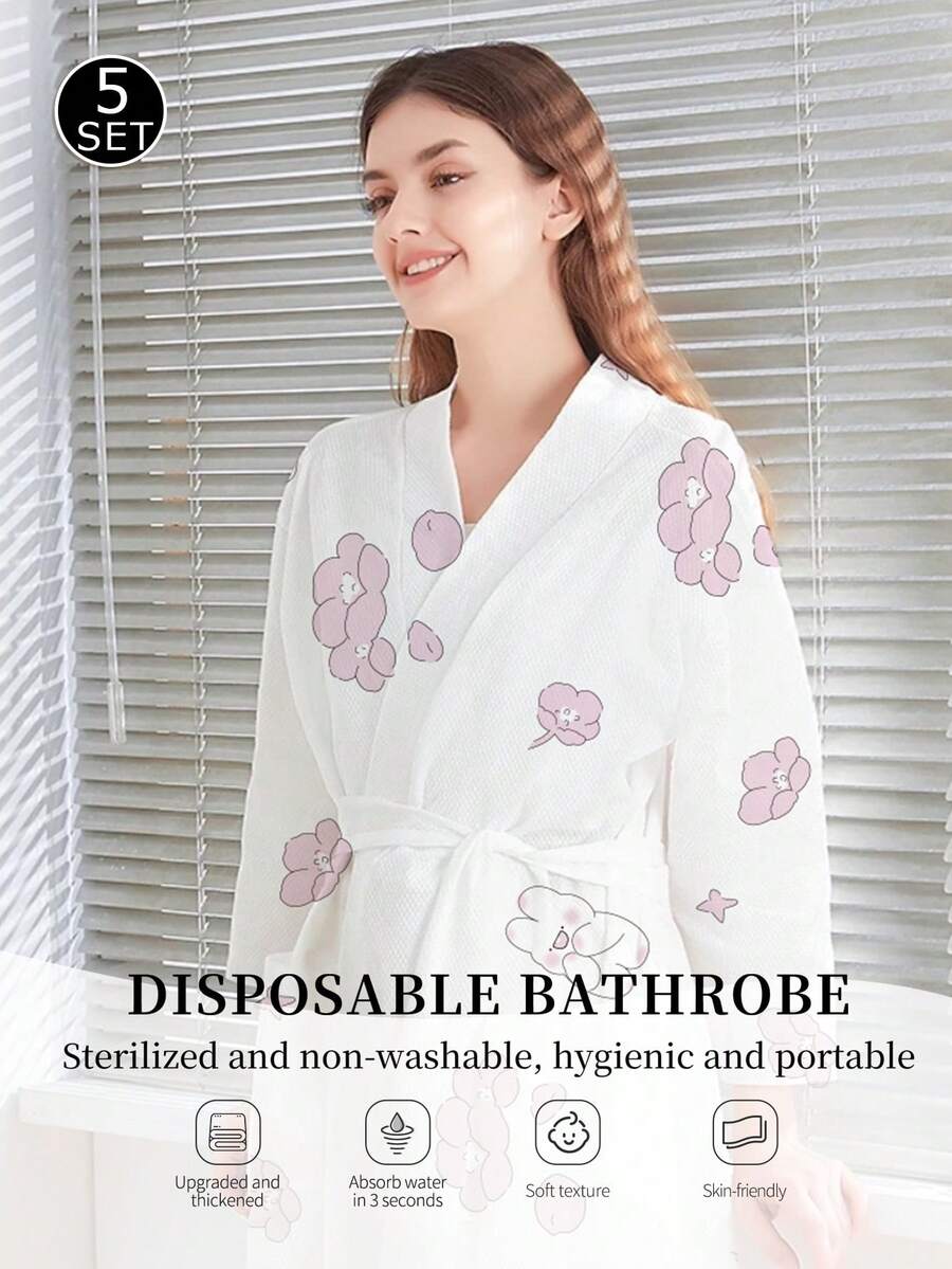 5SET Disposable Bathrobe, Clean And Hygienic, Absorbent, Simple And ...
