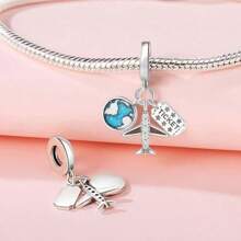 1 peça Pingente da Série de Viagens de Avião, Pingente de Jóias DIY de Torre Eiffel Globo de Bilhete Com Gato & Cachorro, Presente Ideal Para Fazer Pulseiras DIY Delicadas