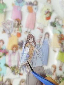 1包/30件女孩拿花款式PET貼紙，手帳裝飾 - 彩色 - 查看 5