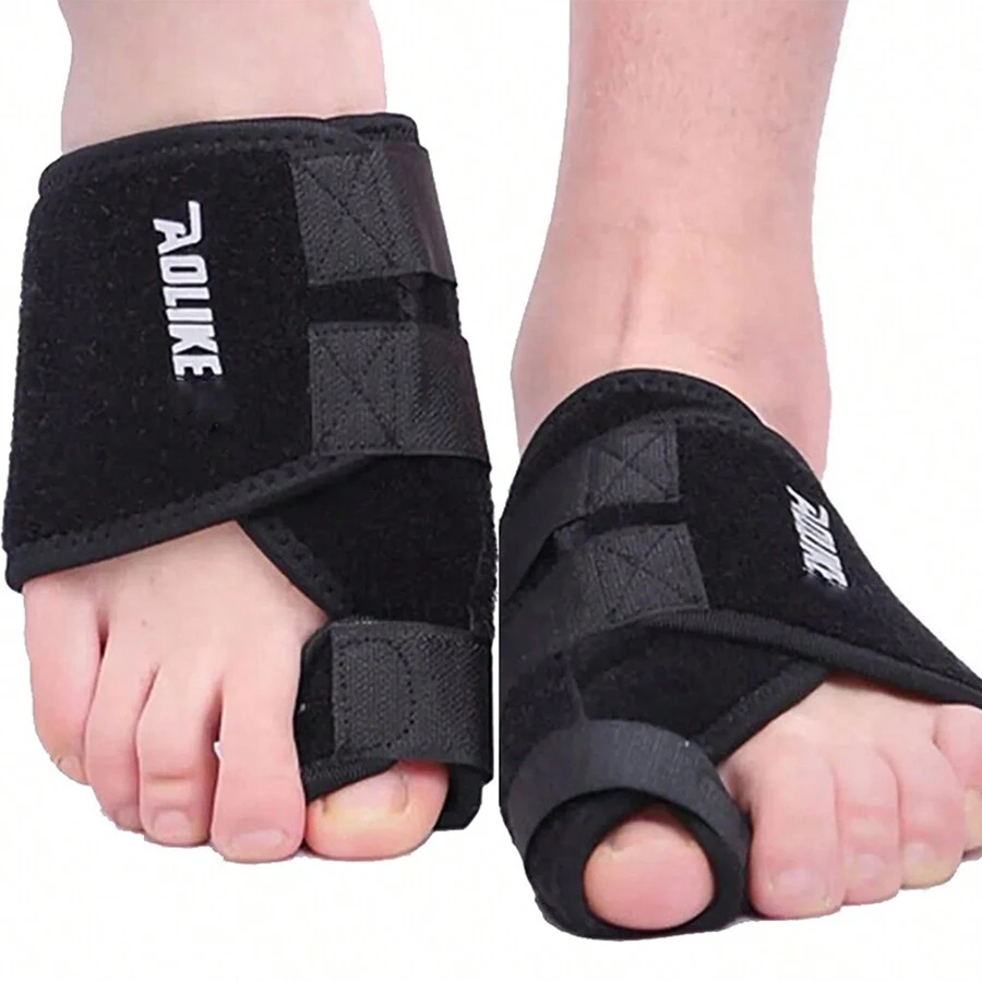2 piezas Soporte Del Dedo Pulgar Del Pie Corrector De Juanete De Envoltura fuerte - Negro - Ver 1
