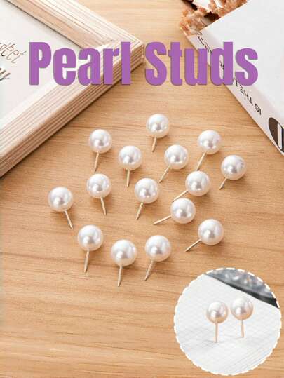 20 件仿珍珠彩色球形耳钉，彩色心形图钉办公室固定别针耳钉返校