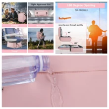 女性旅行背包，帶USB充電口和鞋履收納間，TSA認證15.6英寸手提電腦背包，適用於週末商務和遠足，校園護士休閒背包，粉色 - 粉色 - 查看 3