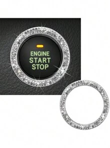 1入組水鑽裝飾玻璃汽車一鍵啟動鈕裝飾用品圓環 - 銀色 - 查看 6