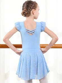 Ballet Leotards For Girls Dance Leotard Toddler Removable Shiny Skirts Ballerina Combo Outfit - Blue - View 3