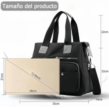 Bolsa bandolera  nylon diseño lisa de nailon negra bolso De Hombro Para Mujer, Bolsos De Nailon, Bolso Cruzado Impermeable, Bolso De Mano Multifuncional De Gran Capacidad - Negro - Ver 5