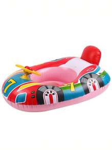 1 chiếc phao bơi bơm hơi hình thuyền thiết kế hoạt hình - xe màu hồng - Xem 3