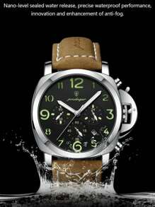 Luxury Sports Watch For Man Waterproof Luminous Date Chronograph Men Watch Leather Quartz Men's Watches Clock As A Gift For Students Returning To School