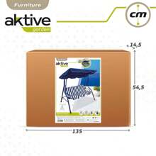 Balancín 3 plazas azul a rayas blancas Aktive 180X107X160CM - Balancines - Muebles Para El Aire Libre - Color Baby - Ref. 61112 - Multicolor - Ver 3